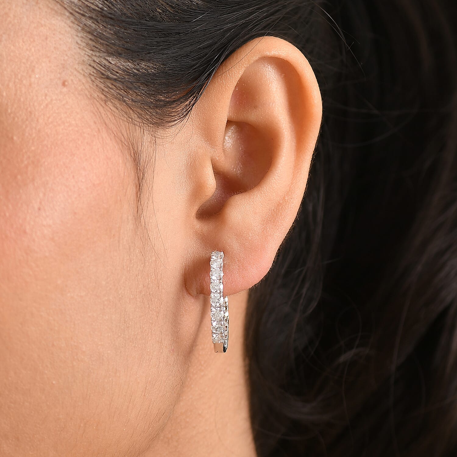 Royal Bali Collection - D'Joy Moissanite Full Hoop Earring in Platinum Overlay Sterling Silver 2.80 Ct.