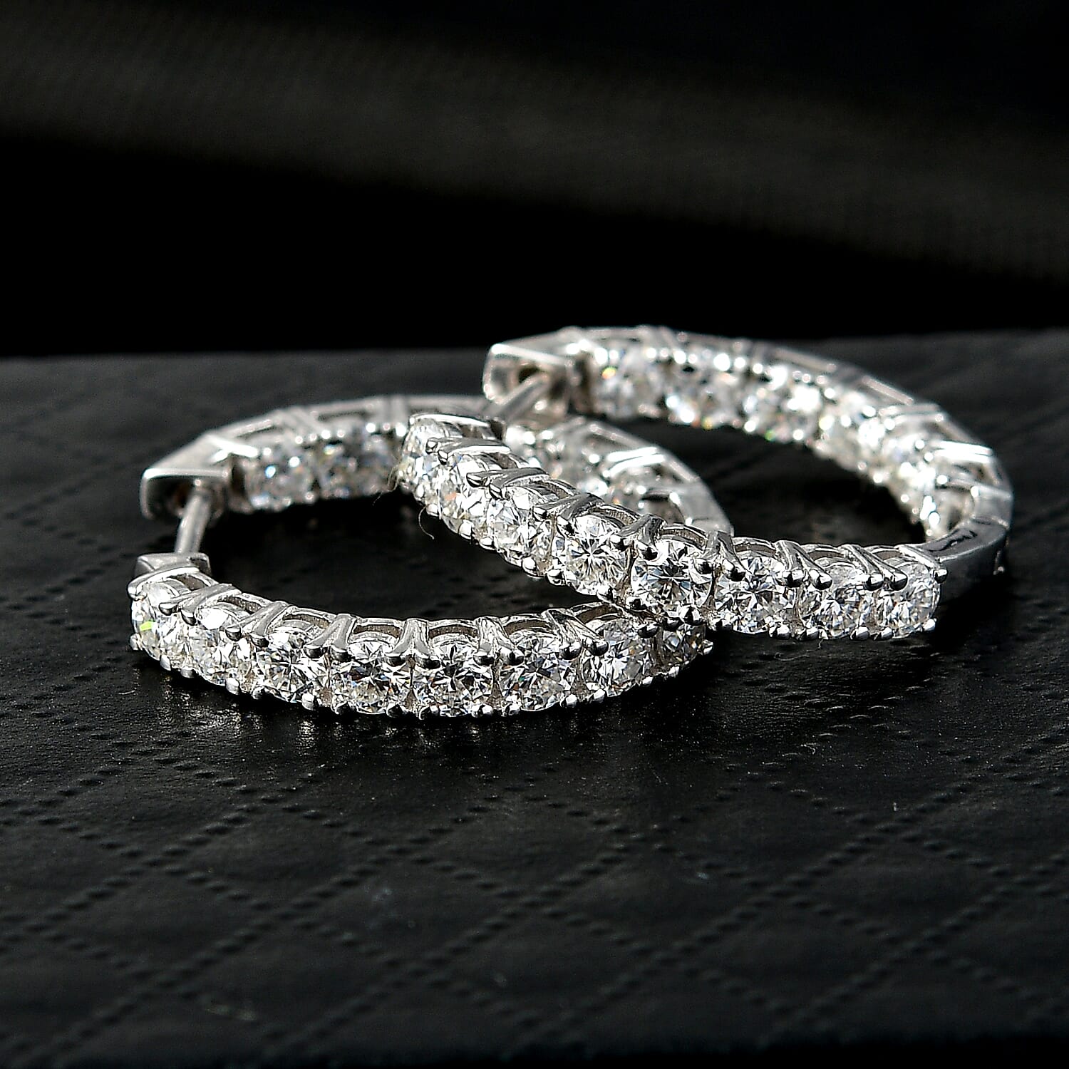 Royal Bali Collection - D'Joy Moissanite Full Hoop Earring in Platinum Overlay Sterling Silver 2.80 Ct.