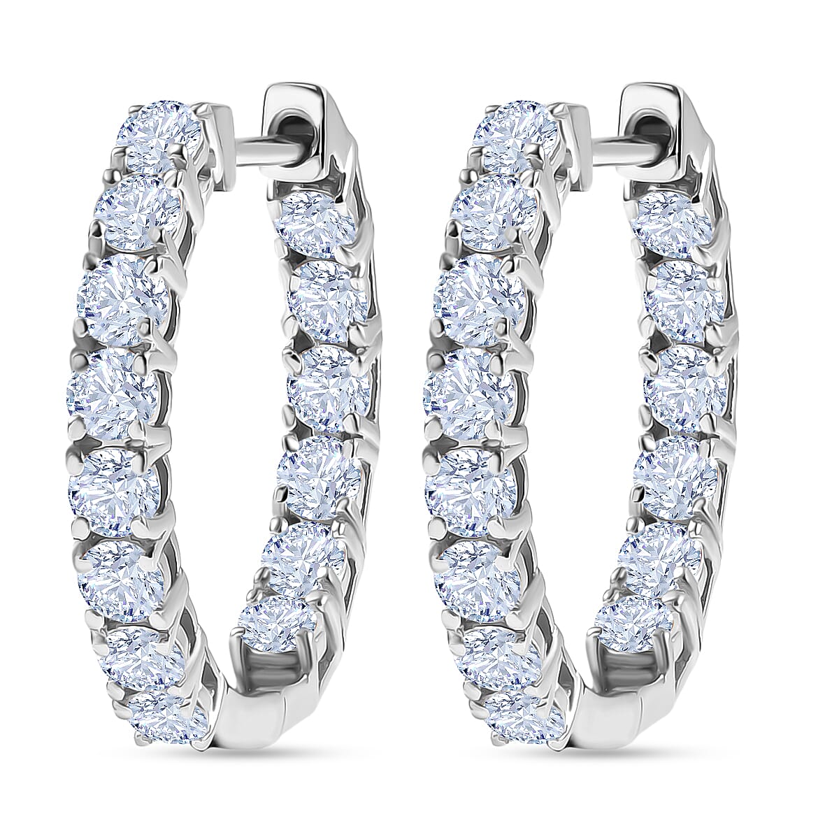 Royal Bali Collection - D'Joy Moissanite Full Hoop Earring in Platinum Overlay Sterling Silver 2.80 Ct.