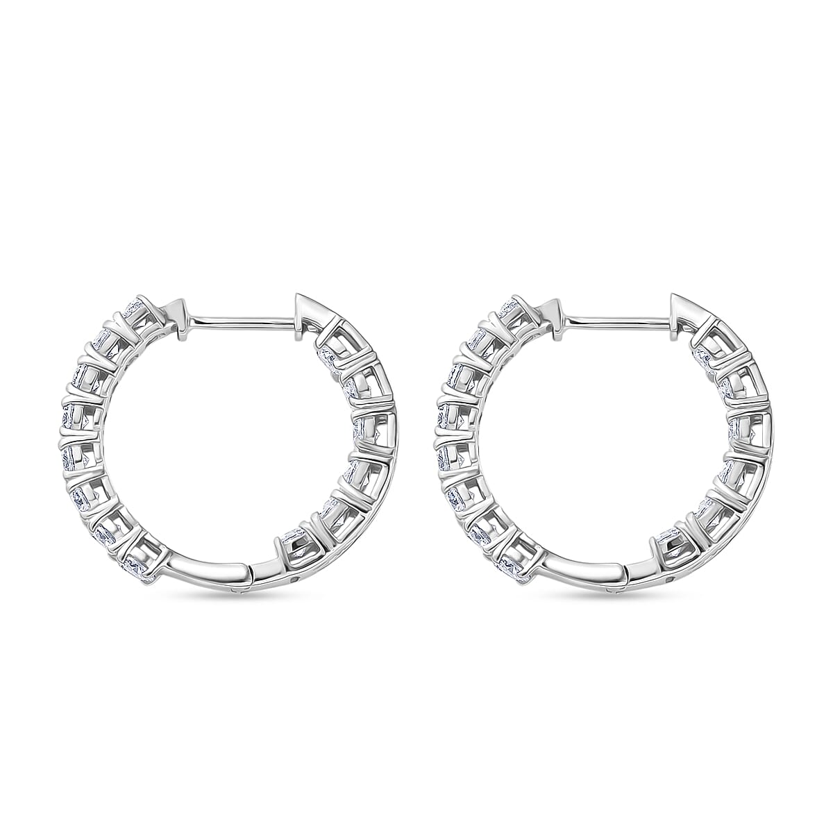 Royal Bali Collection - D'Joy Moissanite Full Hoop Earring in Platinum Overlay Sterling Silver 2.80 Ct.