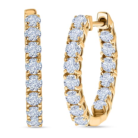 Royal Bali Collection - D'Joy Moissanite Full Hoop Earring in 18K Vermeil Yellow Gold Plated Sterling Silver 2.80 Ct.