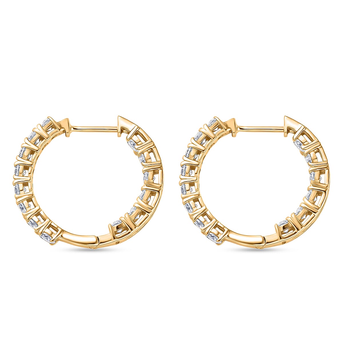 Royal Bali Collection - D'Joy Moissanite Full Hoop Earring in 18K Vermeil Yellow Gold Plated Sterling Silver 2.80 Ct.