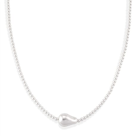 White Shell Pearl Beads Necklace (Size - 18-2 Ext) in Silver Tone