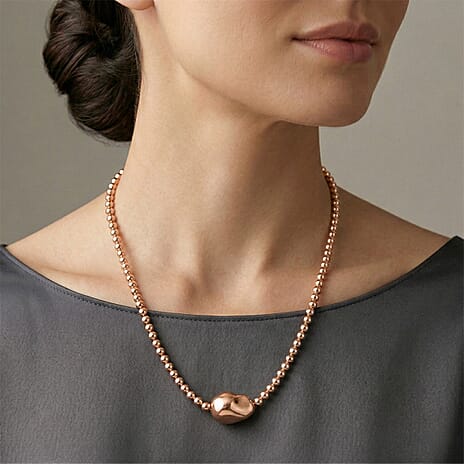 Golden Shell Pearl Necklace (Size - 18-2 Ext) in Silver Tone