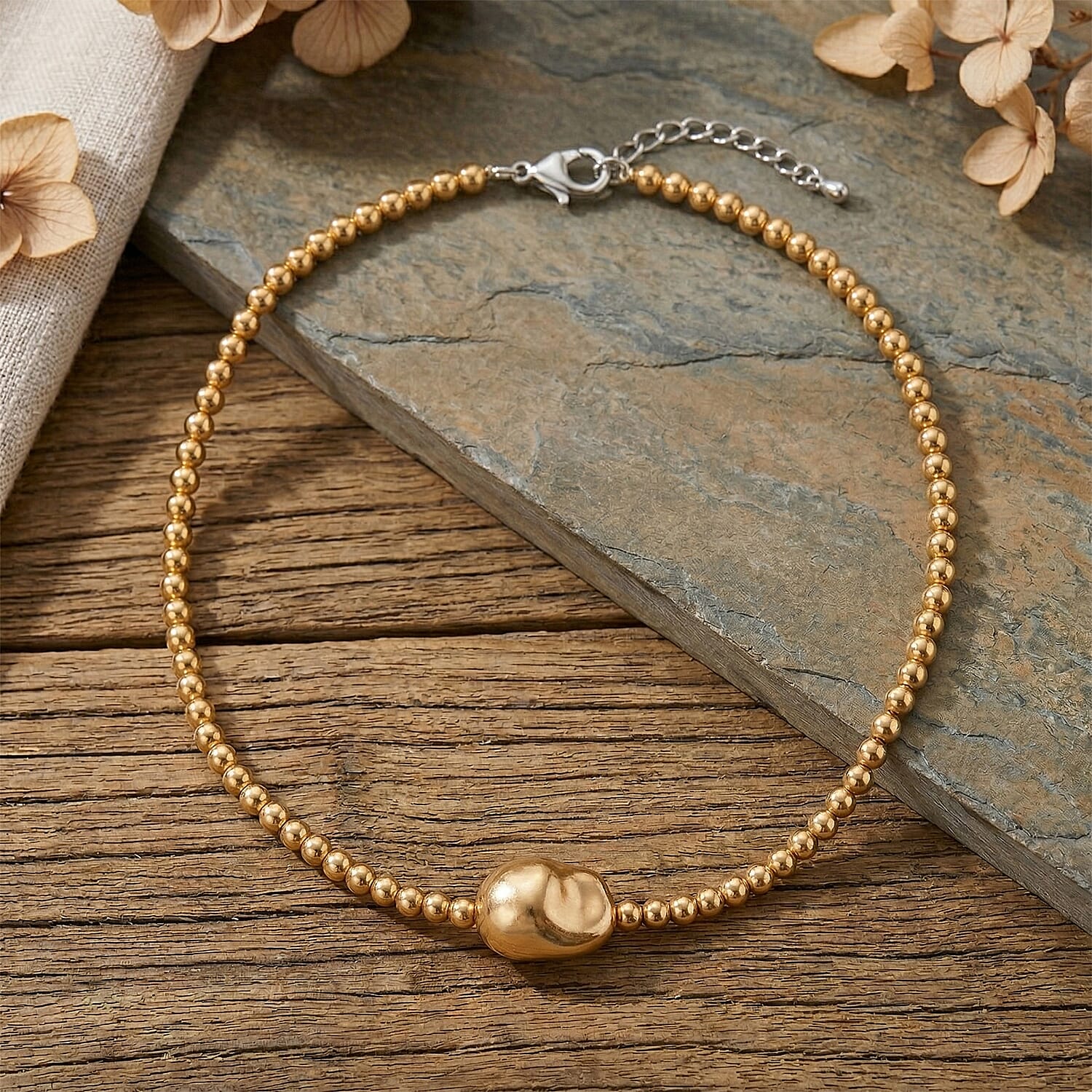 Golden Shell Pearl Necklace (Size - 18-2 Ext) in Yellow Gold Tone