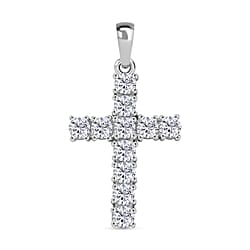 D'Joy Moissanite Cross Pendant in Platinum Overlay Sterling Silver 1.38 Ct.