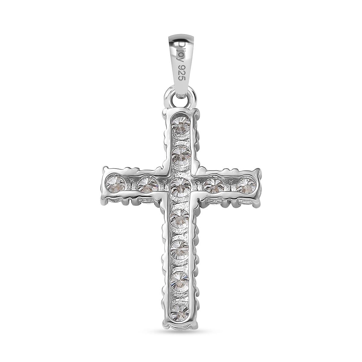 D'Joy Moissanite Cross Pendant in Platinum Overlay Sterling Silver 1.38 Ct.