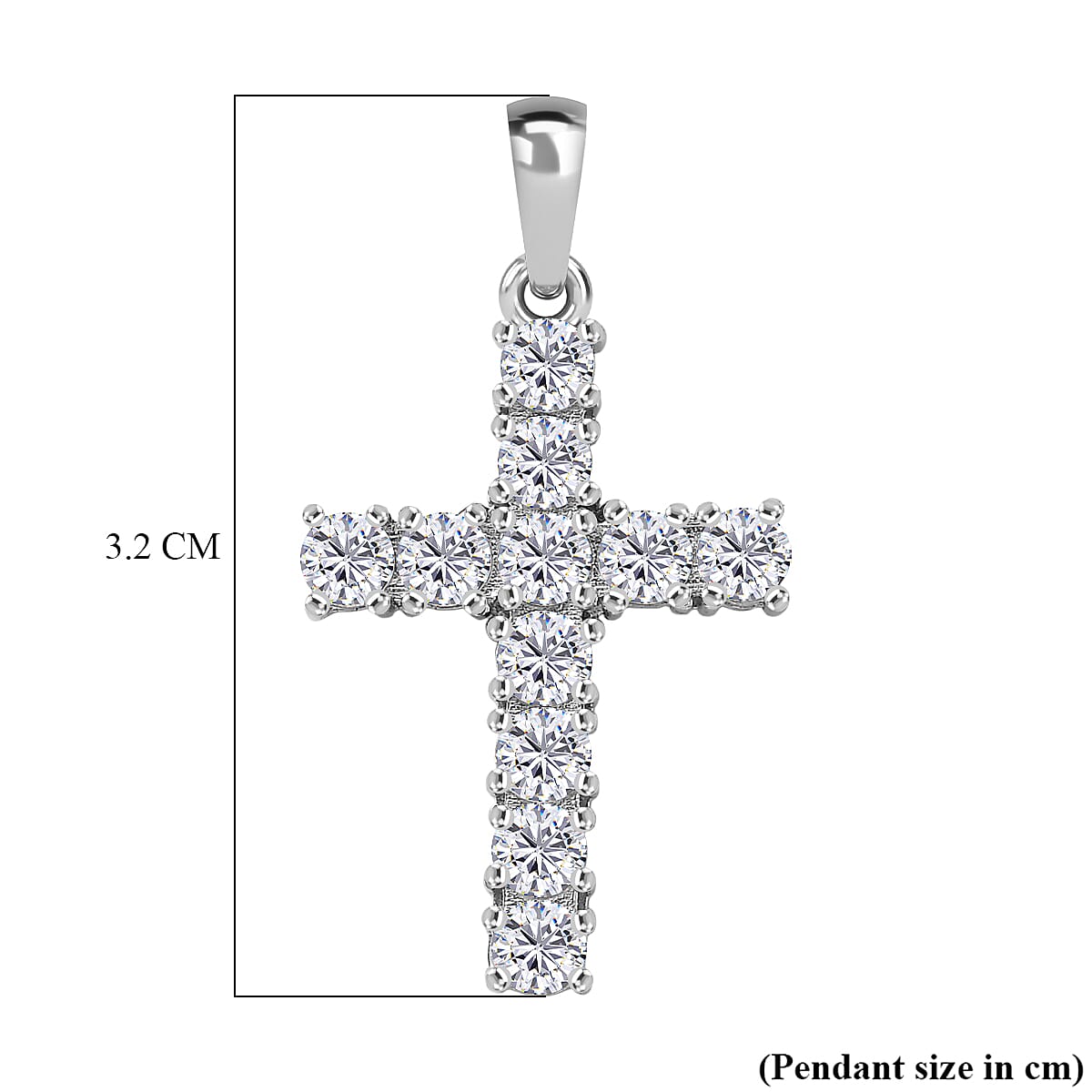 D'Joy Moissanite Cross Pendant in Platinum Overlay Sterling Silver 1.38 Ct.