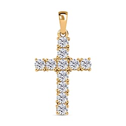 D'Joy Moissanite Cross Pendant in Platinum Overlay Sterling Silver 1.38 Ct.