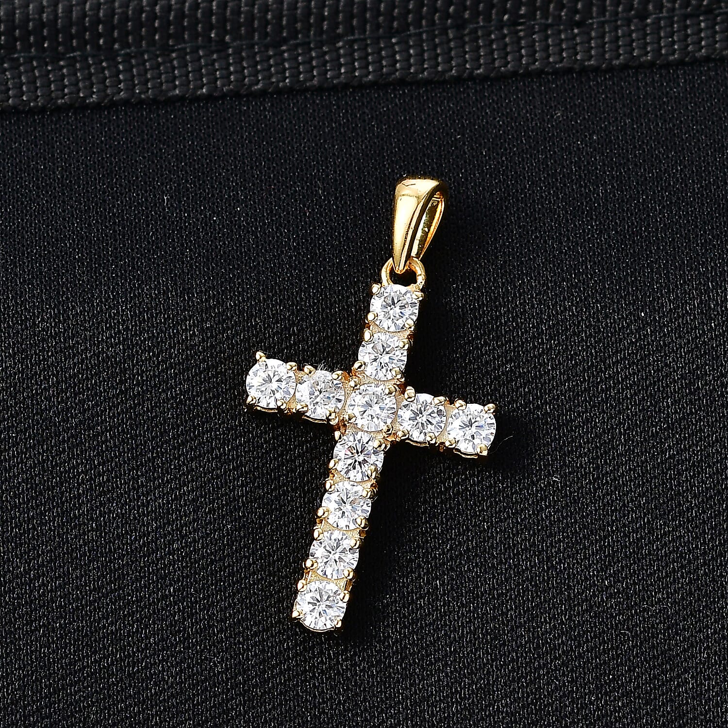 D'Joy Moissanite Cross Pendant in Yellow Gold Plated Sterling Silver 1.38 Ct.