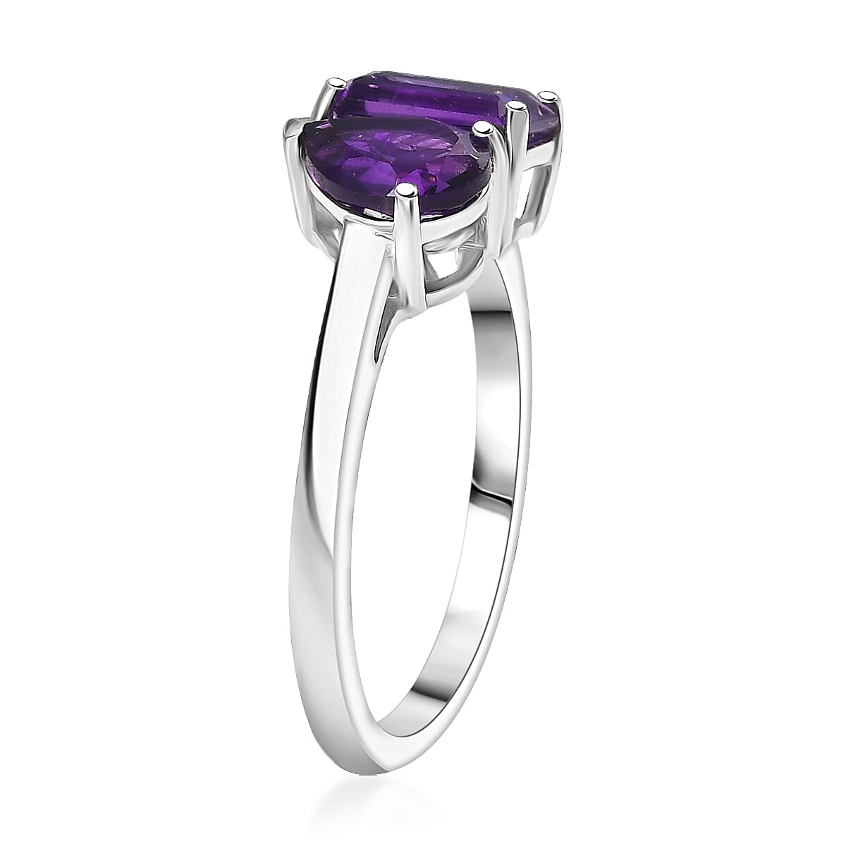African Amethyst Toi et Moi Ring in Platinum Overlay Sterling Silver  1.65 Ct.
