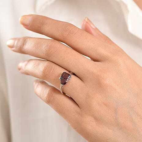 Red Garnet Toi et Moi Ring in Platinum Overlay Sterling Silver 2.36 Ct.