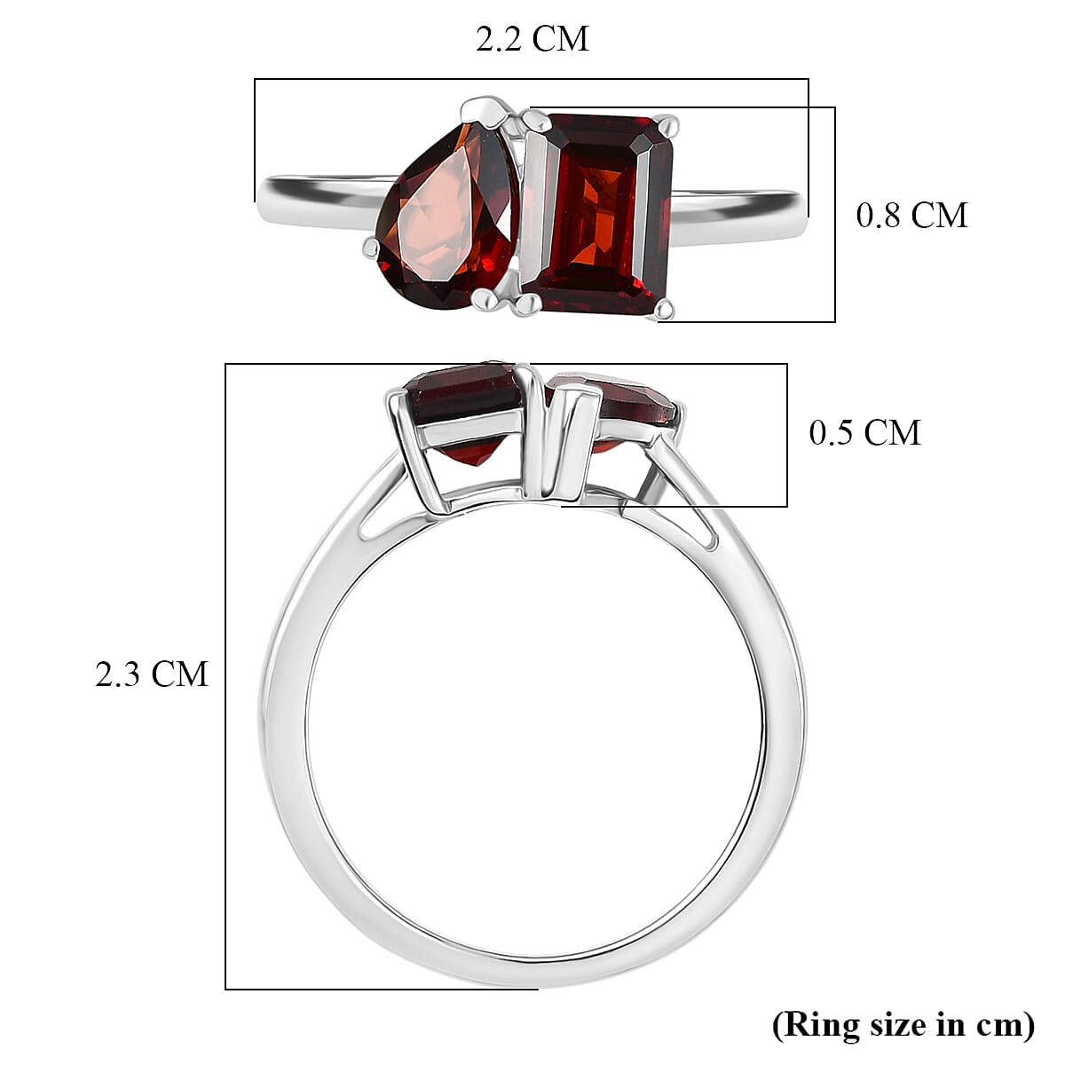 Red Garnet Solitaire Ring in Platinum Overlay Sterling Silver 2.36 Ct.
