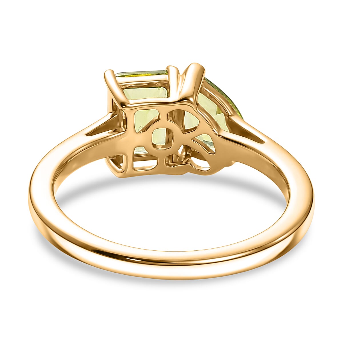 Peridot Solitaire Ring in Yellow Gold Plated Sterling Silver 1.71 Ct.