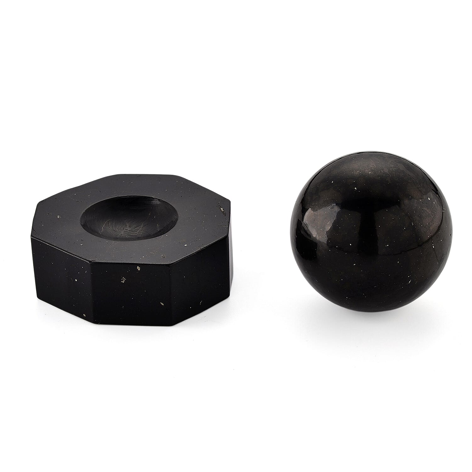 Natural Shungite Sphere Carving With Shungite Base 1628.00 Ct