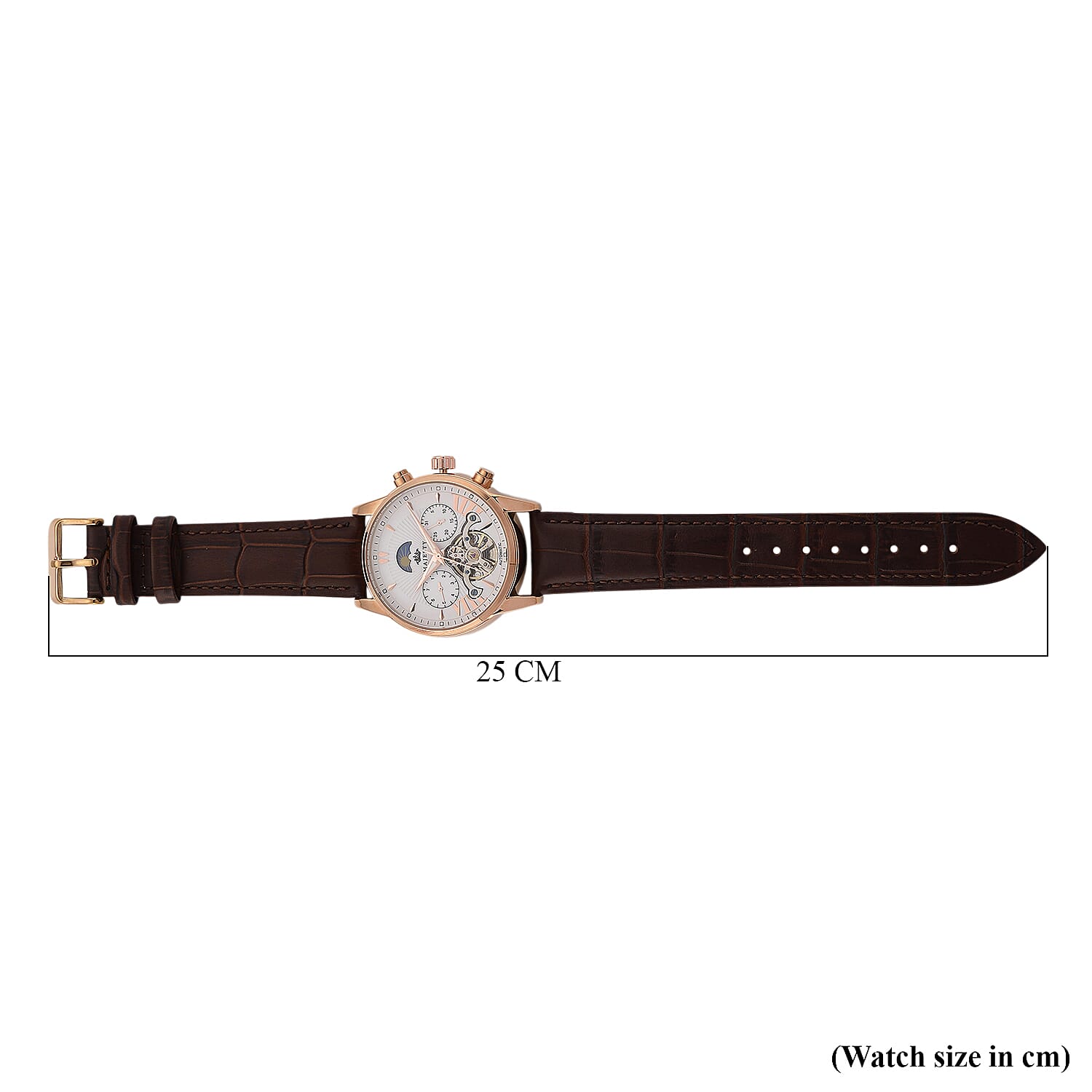 MAJESTY Limited Edition ENIGMATIC Automatic 3ATM Mens Watch with Rose Gold dial Brown Leather Strap With Day-Night Indicator