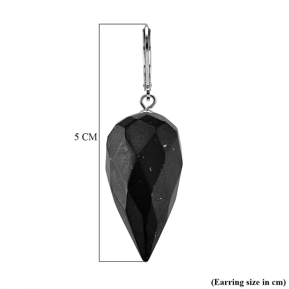 Natural Shungite Faceted Drop Earrings with Lever Back 65.00 Ct.