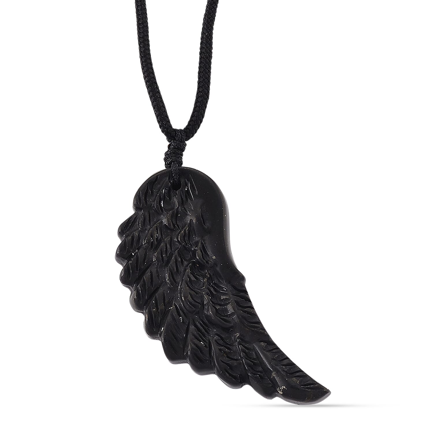 Natural Shungite Angel Wing Adjustable Necklace (Size-28) 30.00 Ct.