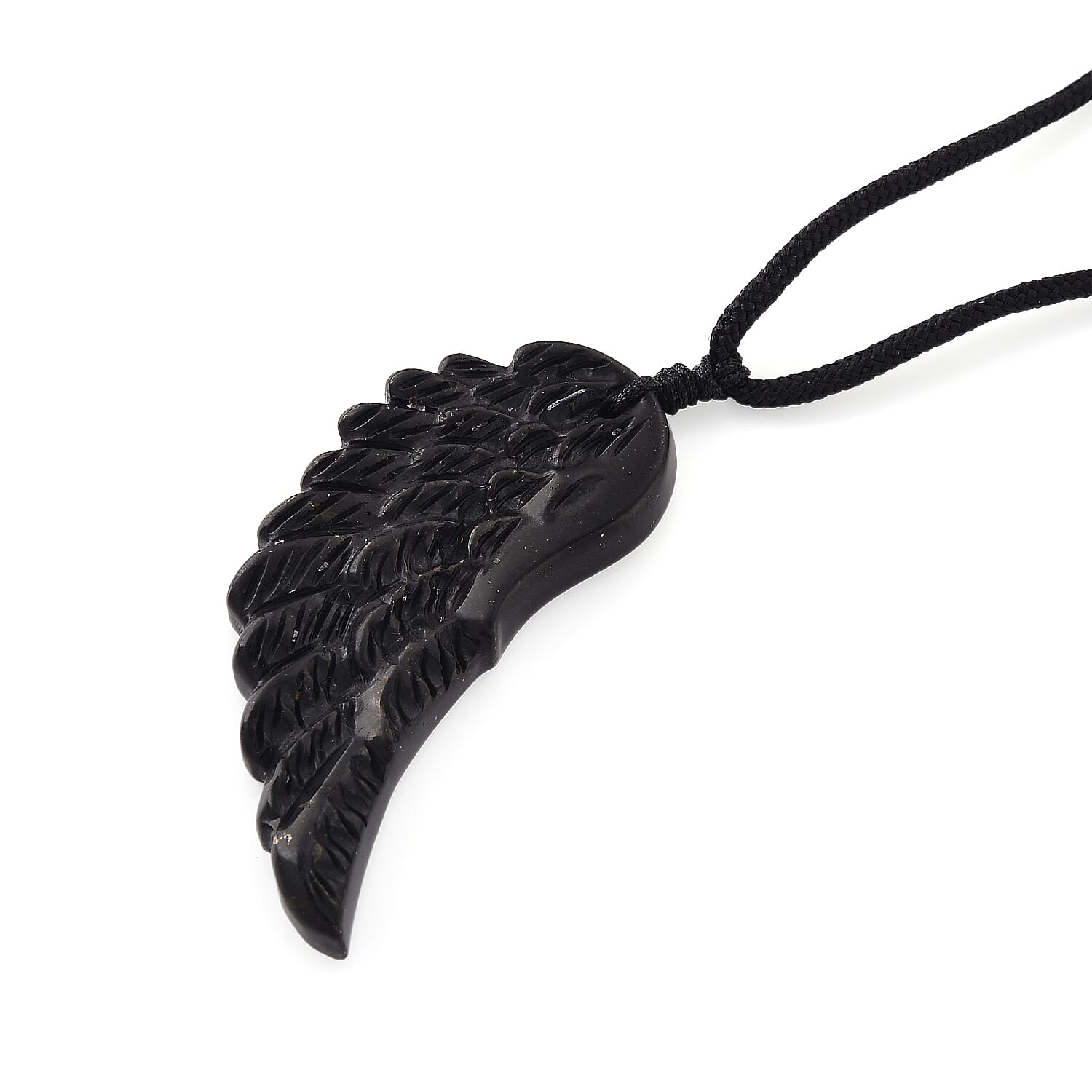 Natural Shungite Angel Wing Adjustable Necklace (Size-28) 30.00 Ct.
