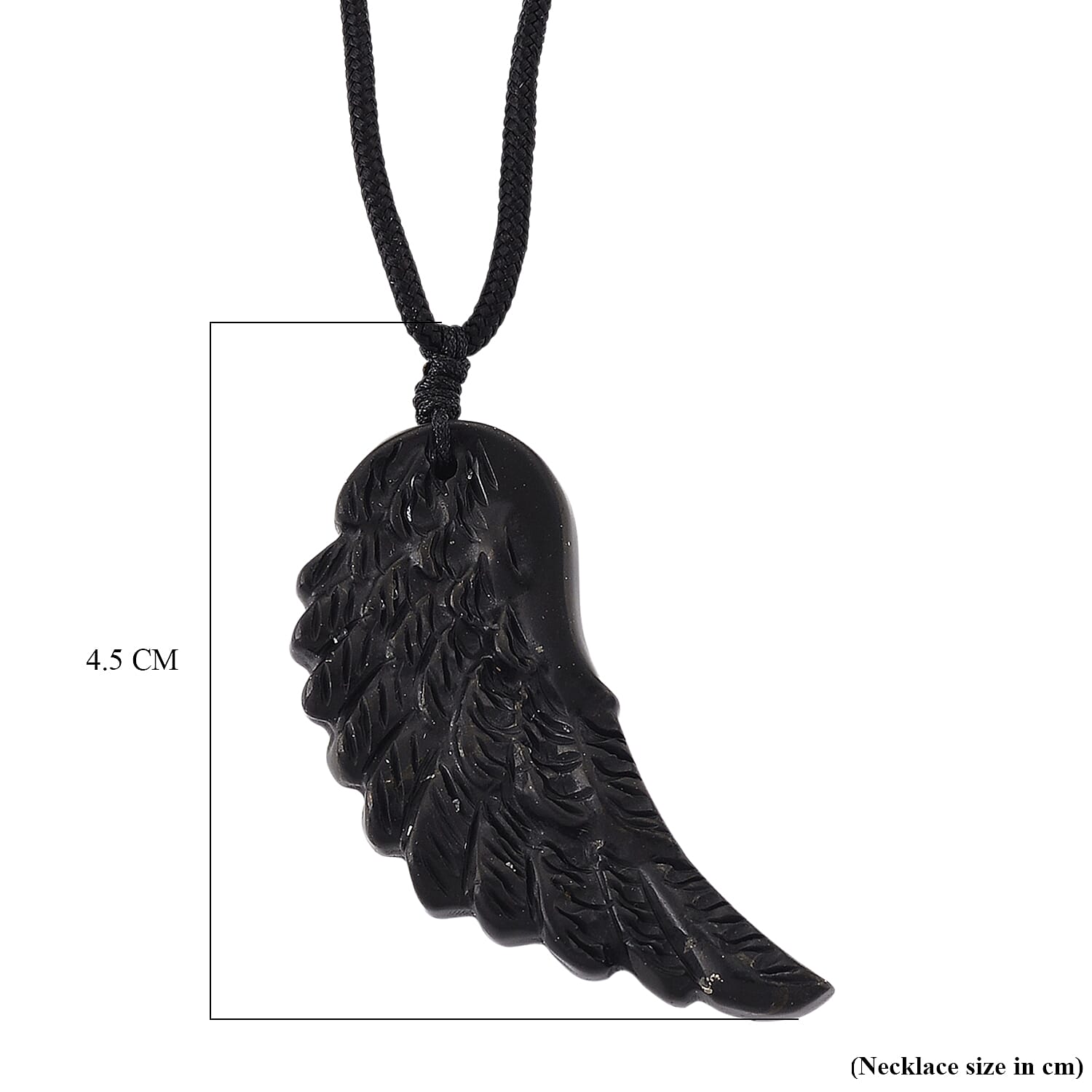 Natural Shungite Angel Wing Adjustable Necklace (Size-28) 30.00 Ct.