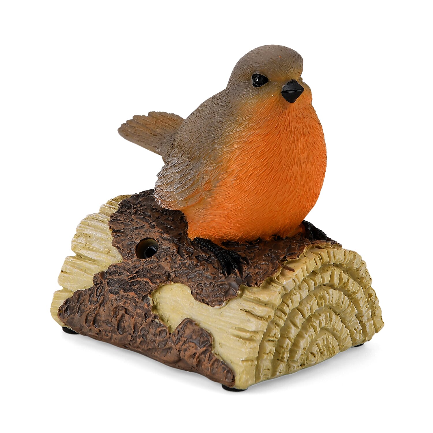 Resin Chirping Bird Garden Figurine - Motion Activated Singing and Warm White LED (95x68x100mm)