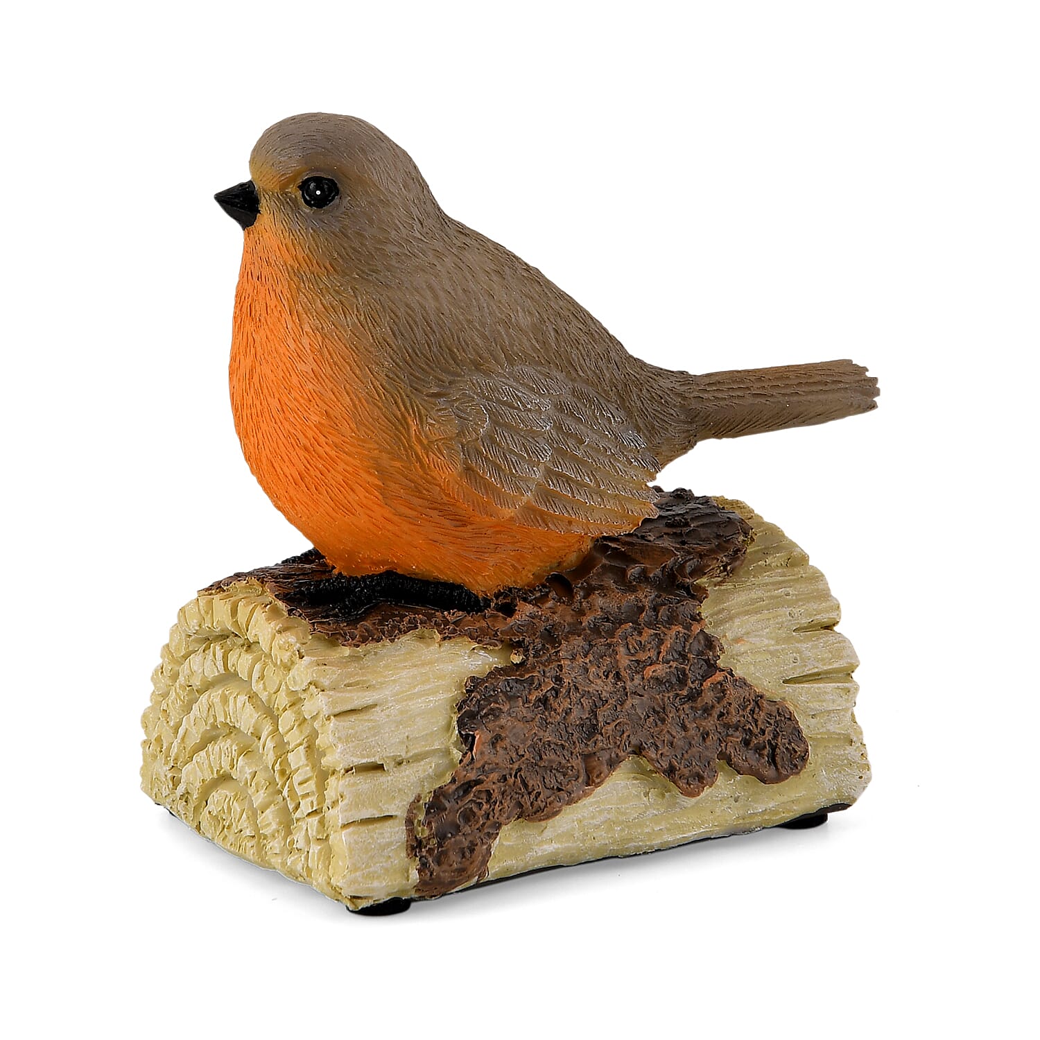 Resin Chirping Bird Garden Figurine - Motion Activated Singing and Warm White LED (95x68x100mm)