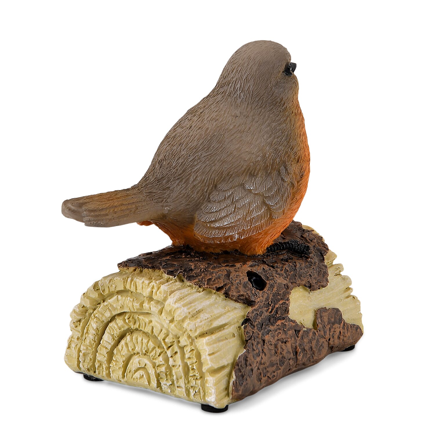 Resin Chirping Bird Garden Figurine - Motion Activated Singing and Warm White LED (95x68x100mm)