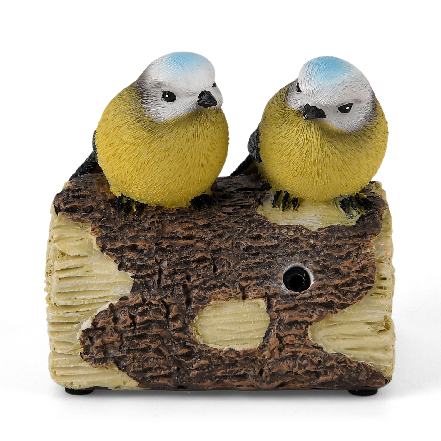 Resin Chirping Birds Garden Figurine - Motion Activated Singing and Warm White LED (100x70x94mm)