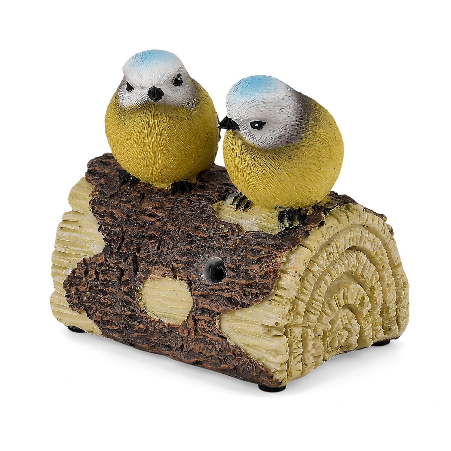 Resin Chirping Birds Garden Figurine - Motion Activated Singing and Warm White LED (100x70x94mm)