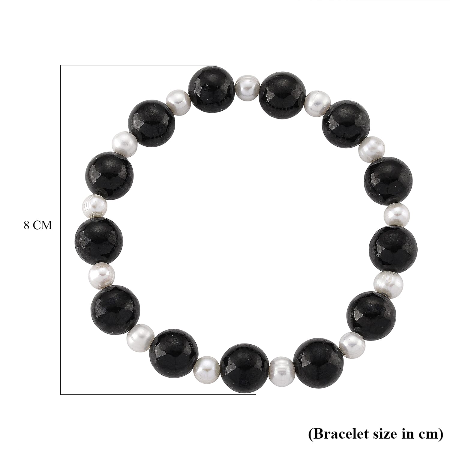 Natural Shungite & White Fresh Water Pearl Beads Adjustable Bracelet (Size 7-7.5) 100.00 Ct.