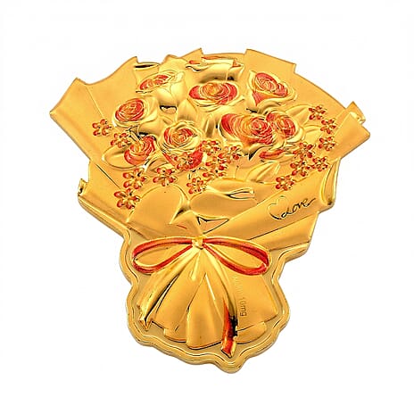 24K Gold (99.9% Purity) Two Tone Luxury Rose Bouquet With Presentation Book