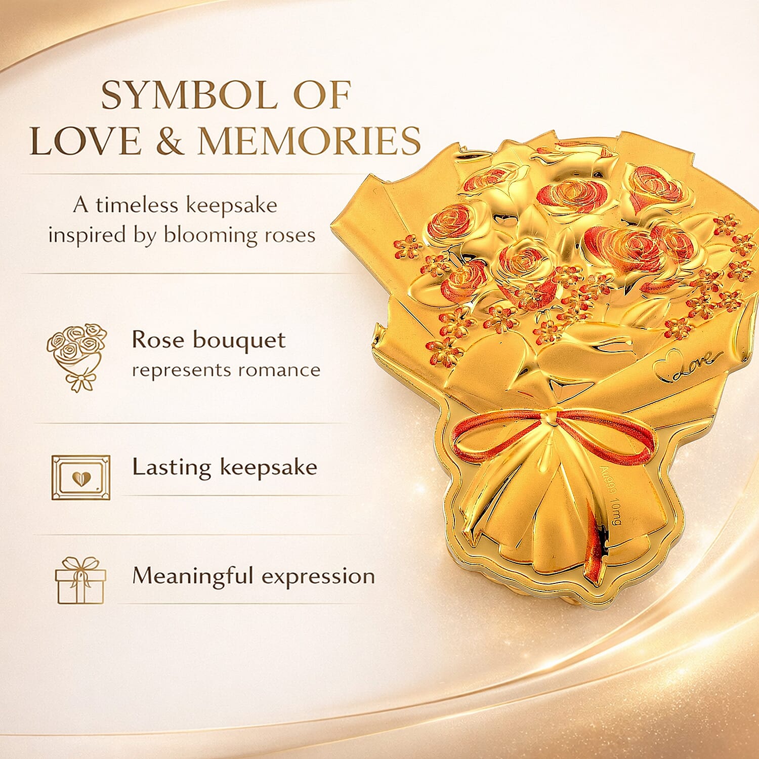 24K Gold (99.9% Purity) Two Tone Luxury Rose Bouquet With Presentation Book