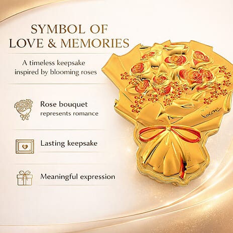 24K Gold (99.9% Purity) Two Tone Luxury Rose Bouquet With Presentation Book