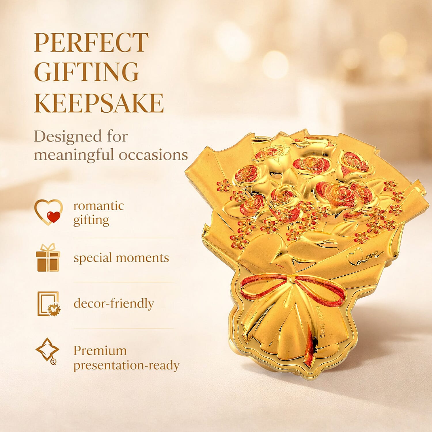 24K Gold (99.9% Purity) Two Tone Luxury Rose Bouquet With Presentation Book