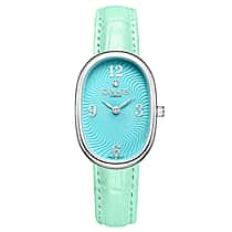 GAMAGES OF LONDON Dreamy Diamond Swiss Quartz 3ATM WR Turquoise Blue Dial & Steel Case Ladies Watch with Teal Leather Strap