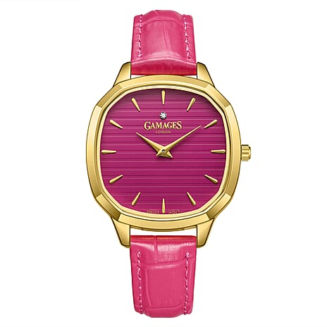 Gamages Of London Swiss Quartz Ladies Watch in Stainless Steel - Pink