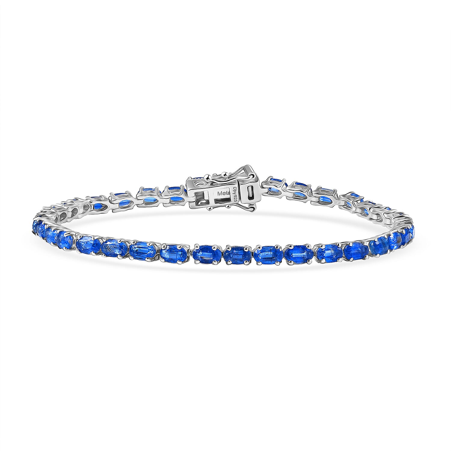 D'Joy AAA Natural Kashmir Kyanite Bracelet (Size - 7.5) with GB Lock Box in Rhodium Overlay Sterling Silver 12.35 Ct.