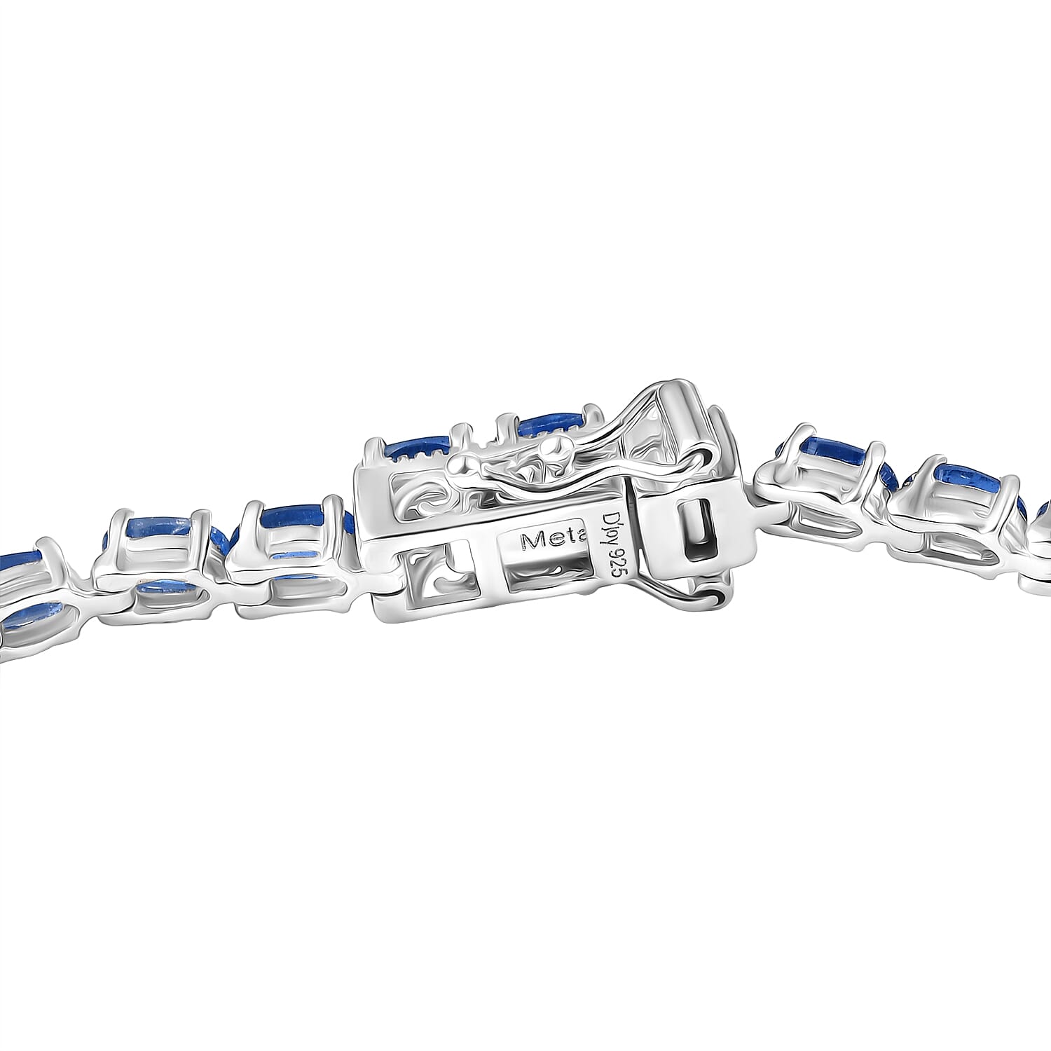 D'Joy AAA Natural Kashmir Kyanite Bracelet (Size - 7.5) with GB Lock Box in Rhodium Overlay Sterling Silver 12.35 Ct.