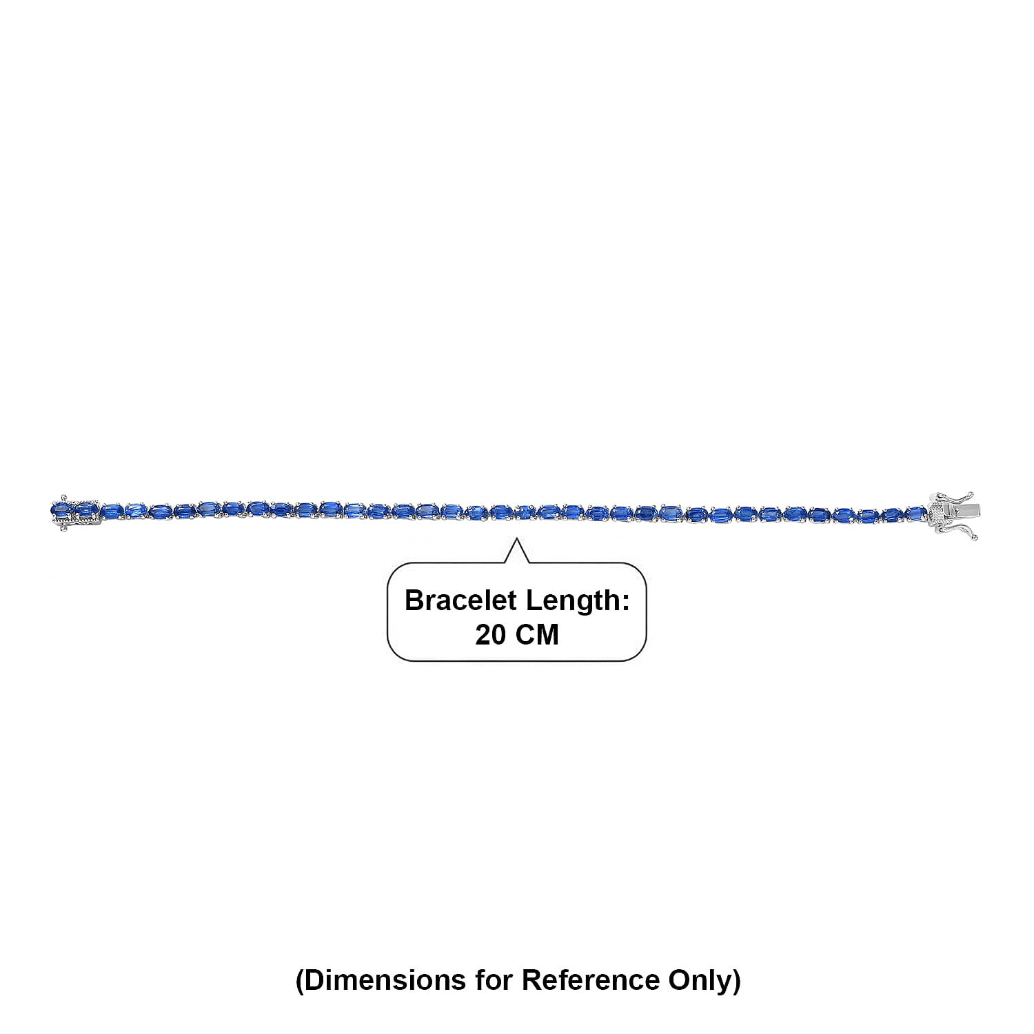D'Joy AAA Natural Kashmir Kyanite Bracelet (Size - 7.5) with GB Lock Box in Rhodium Overlay Sterling Silver 12.35 Ct.