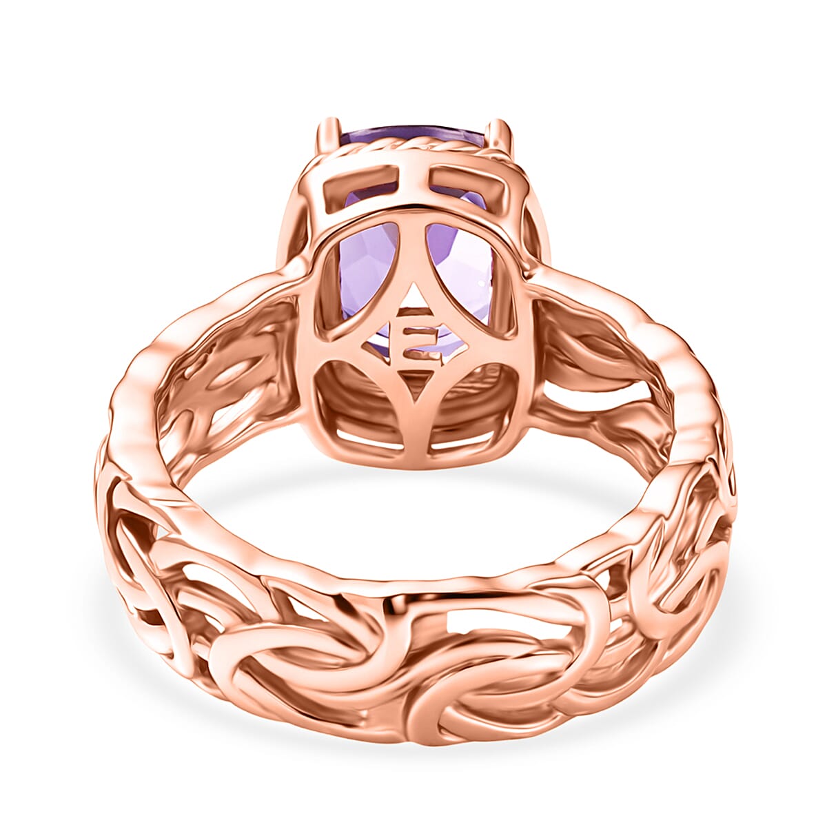 EverTrue Rose De France Amethyst Solitaire Ring in Rose Gold Tone 2.20 Ct.