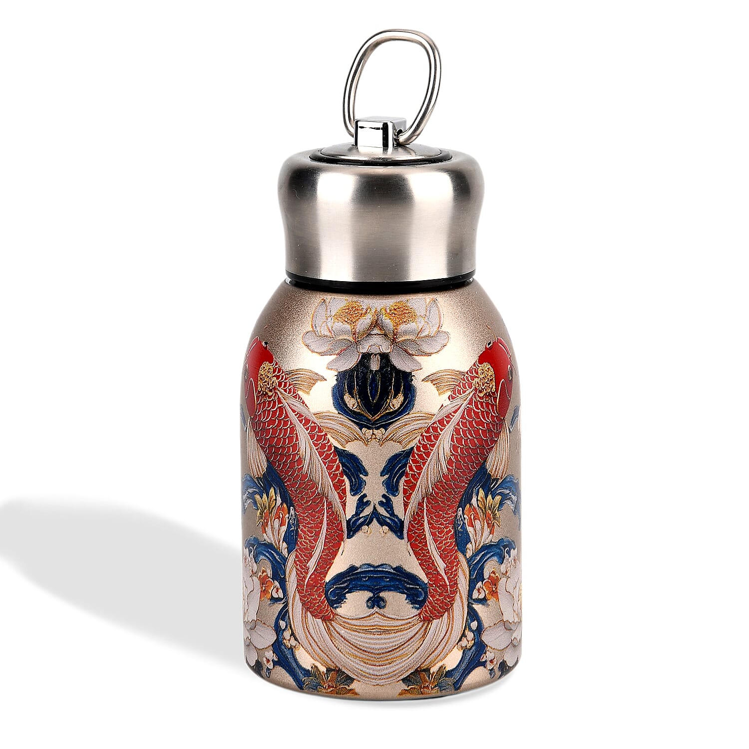 Livmore - Insulated Bottle Made Of 316L Stainless Steel With Double Wall And Koi And Lotus Design - For Hot And Cold Drinks - 260mL