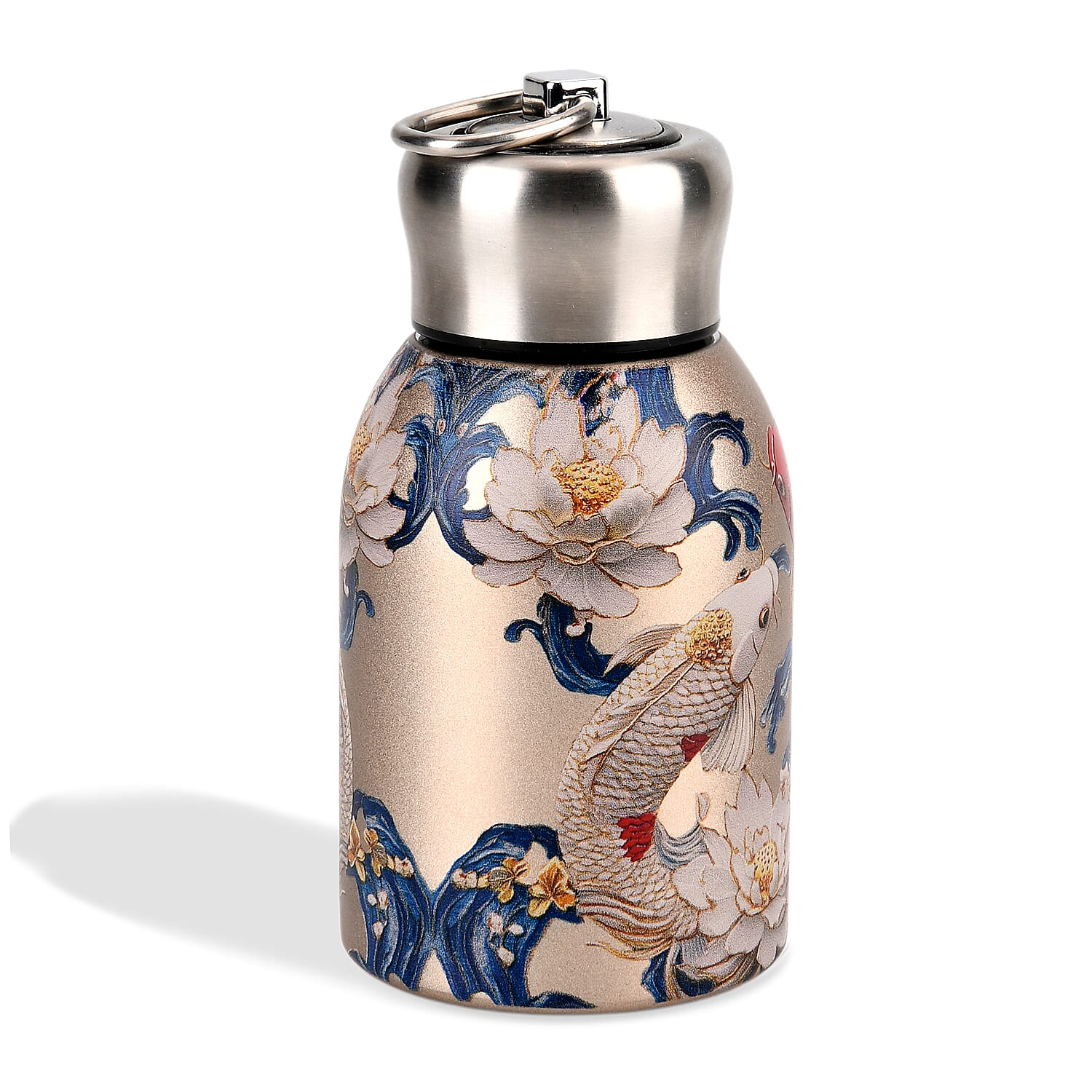 Livmore - Insulated Bottle Made Of 316L Stainless Steel With Double Wall And Koi And Lotus Design - For Hot And Cold Drinks - 260mL