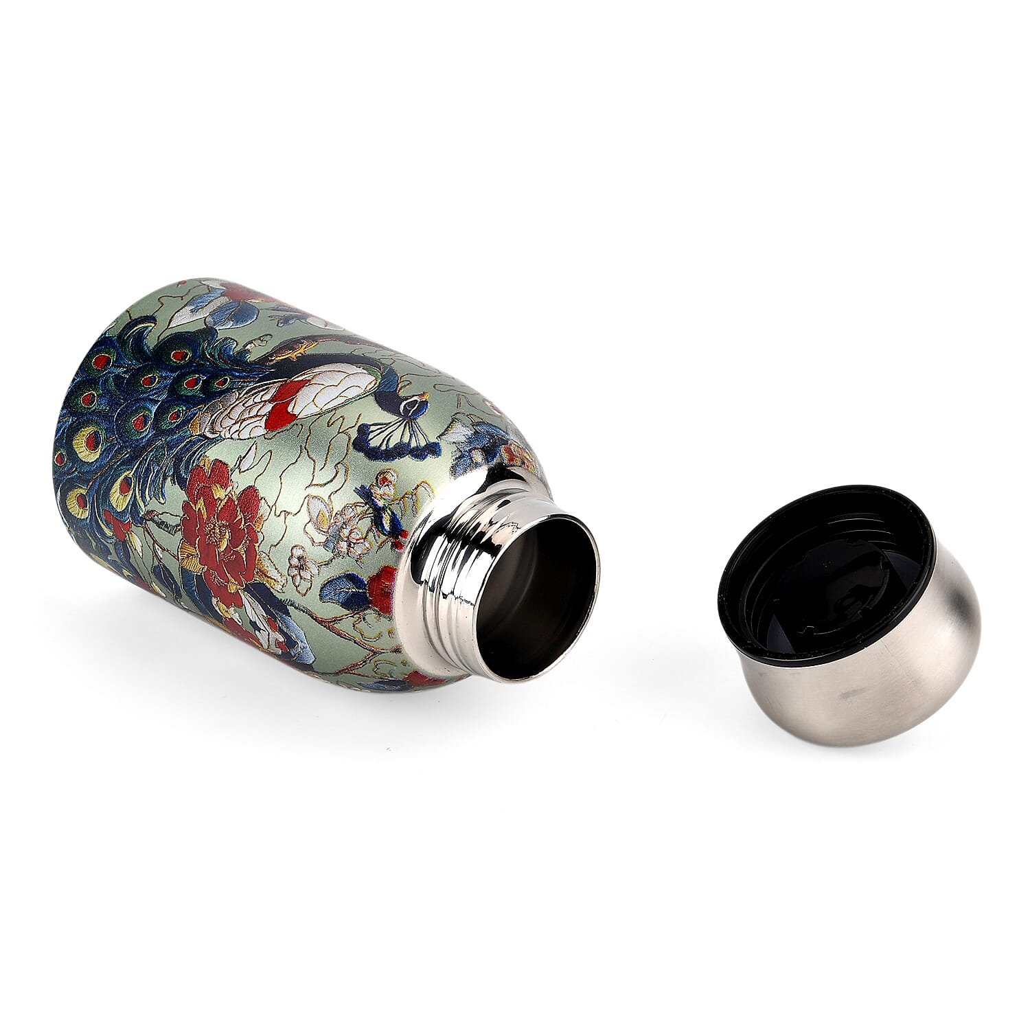 Livmore - Insulated Bottle Made Of 316L Stainless Steel With Double Wall And Peacock Design - For Hot And Cold Drinks - 260mL