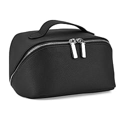 Genuine Leather Luxury Compact Cosmetic Travel Bag - Off-White