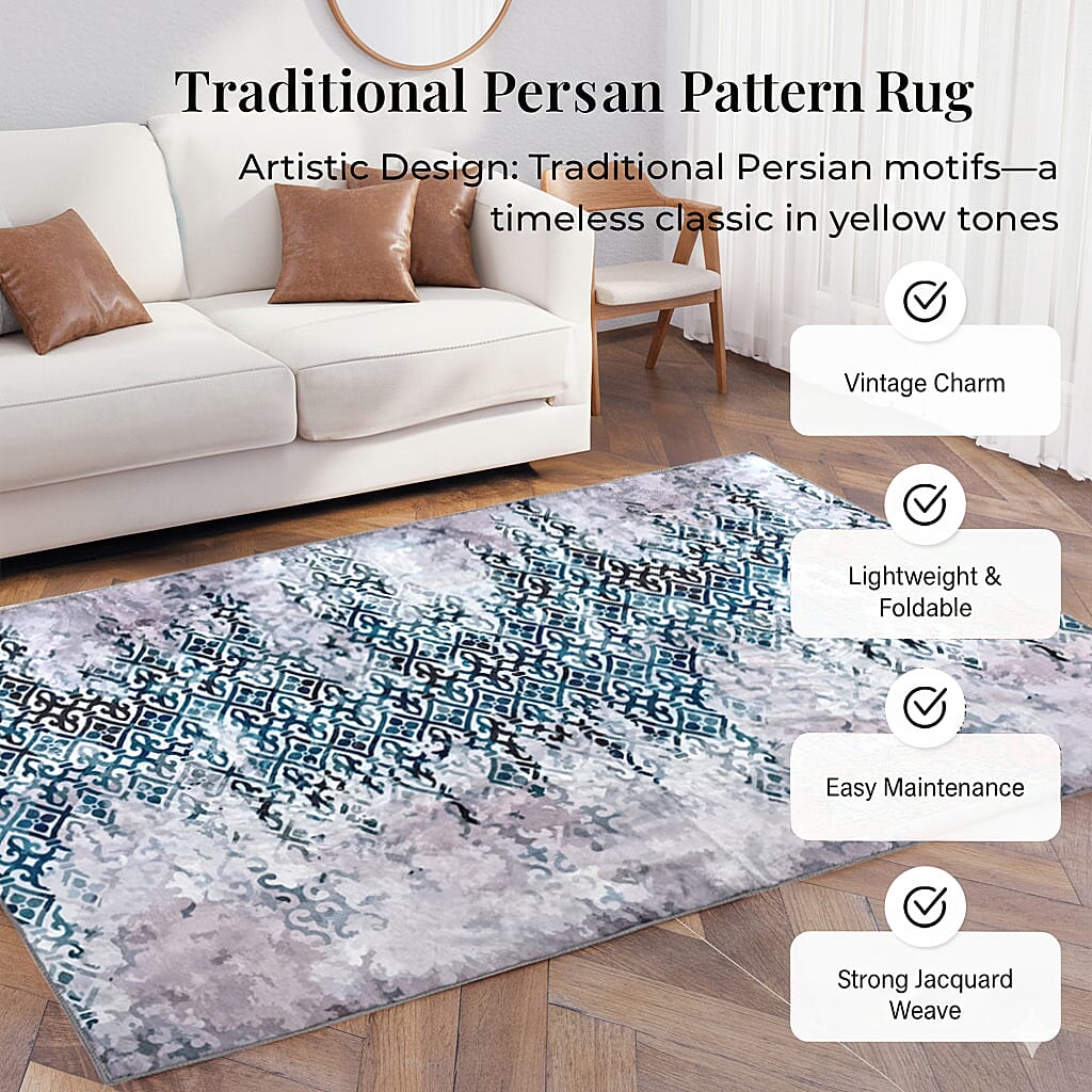 LIVMORE Vibrant Abstract Pattern Rug (Size 120x180 cm) - Blue