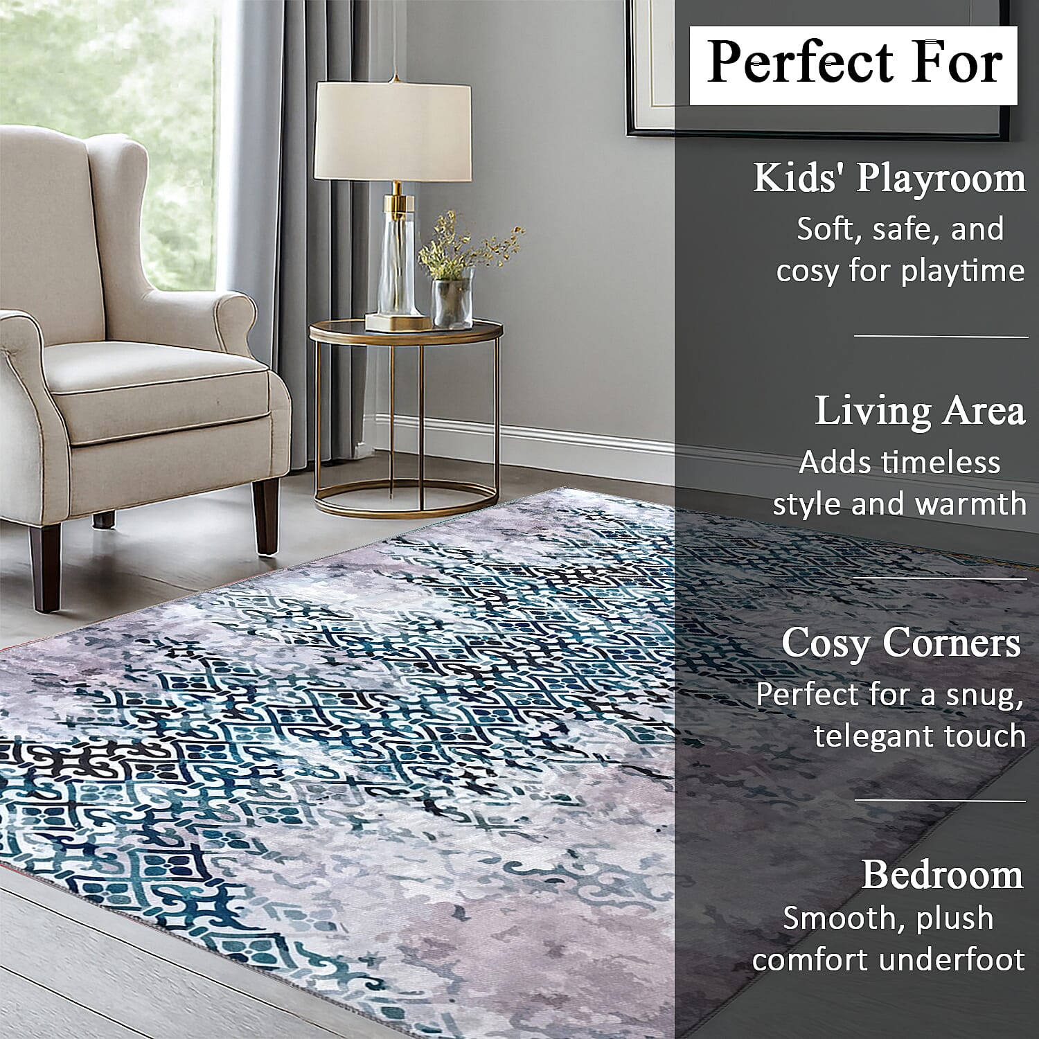 LIVMORE Vibrant Abstract Pattern Rug (Size 120x180 cm) - Blue