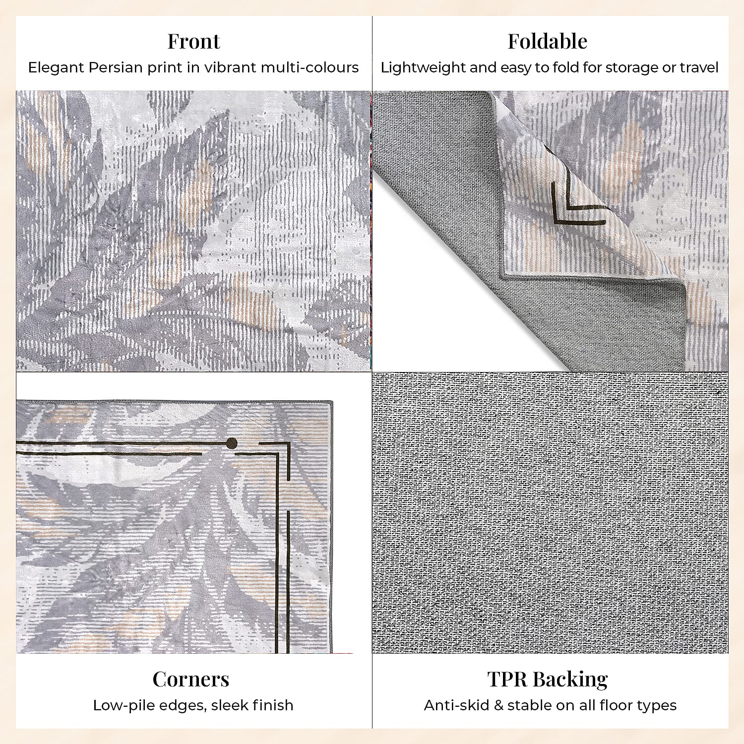 LIVMORE Palm Sketch Pattern Rug (Size 120x180 cm) - White