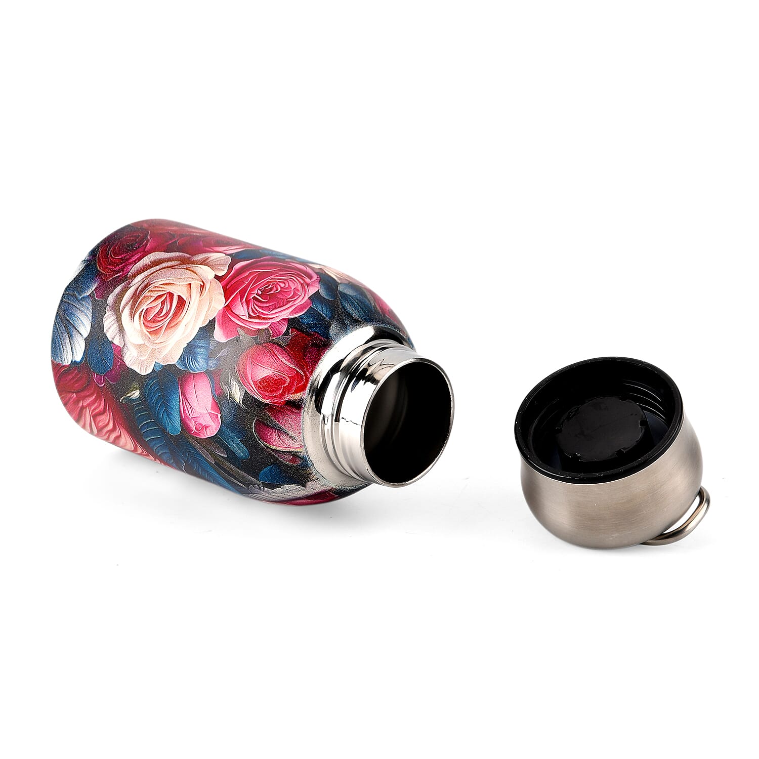 Livmore - Insulated Bottle Made Of 316L Stainless Steel With Double Wall And Rose Design - For Hot And Cold Drinks - 260mL