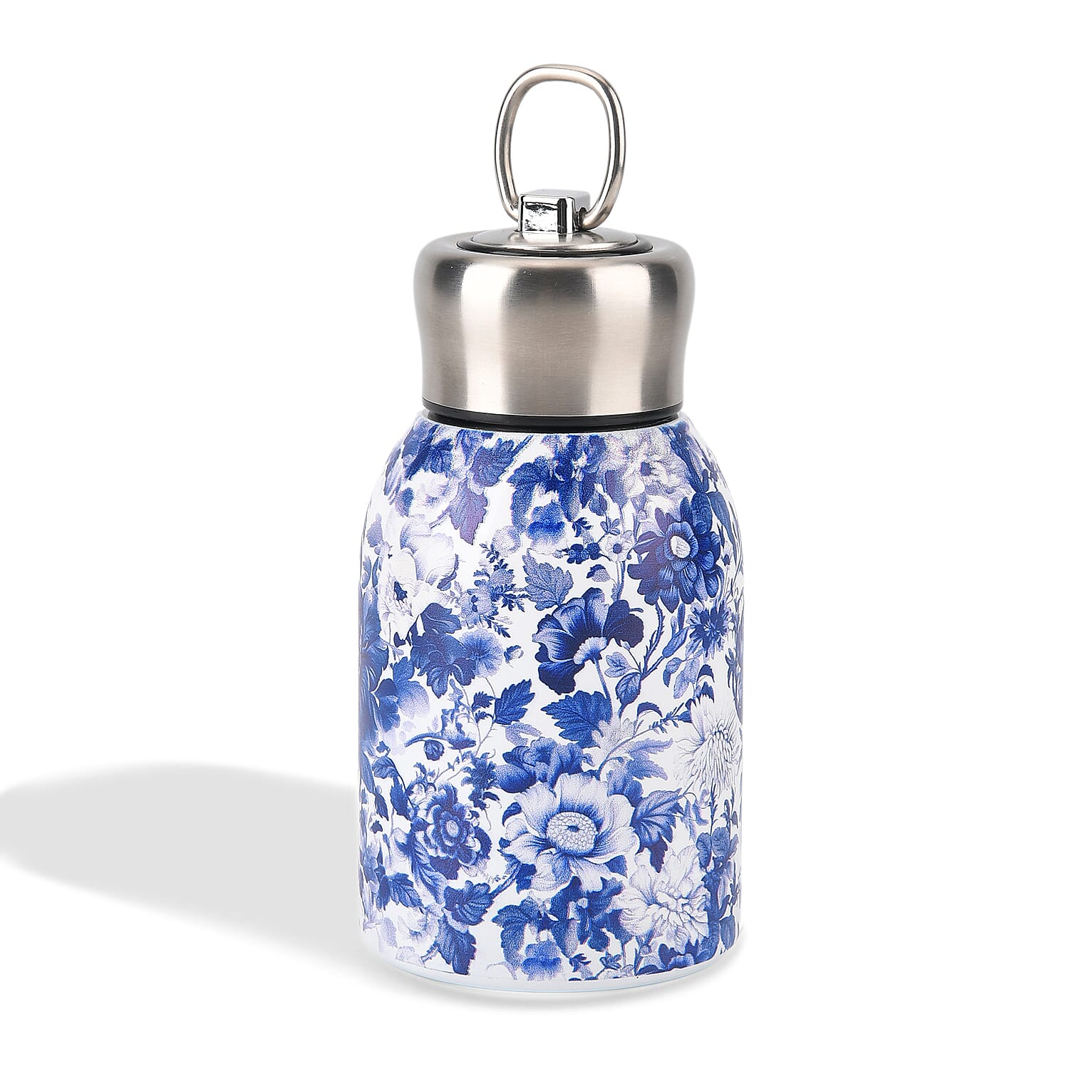 Livmore - Insulated Bottle Made Of 316L Stainless Steel With Double Wall And Blue And White Floral Veins Design - For Hot And Cold Drinks - 260mL