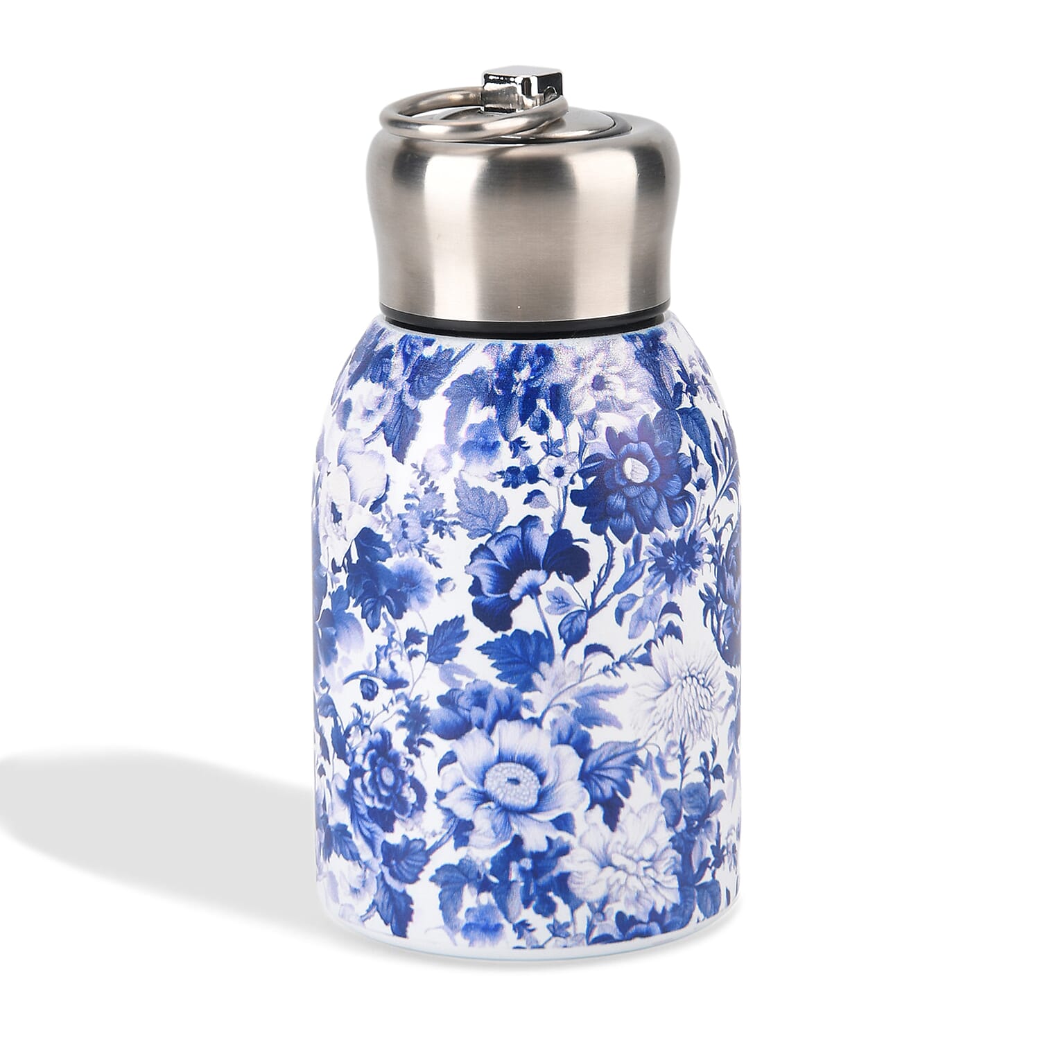 Livmore - Insulated Bottle Made Of 316L Stainless Steel With Double Wall And Blue And White Floral Veins Design - For Hot And Cold Drinks - 260mL